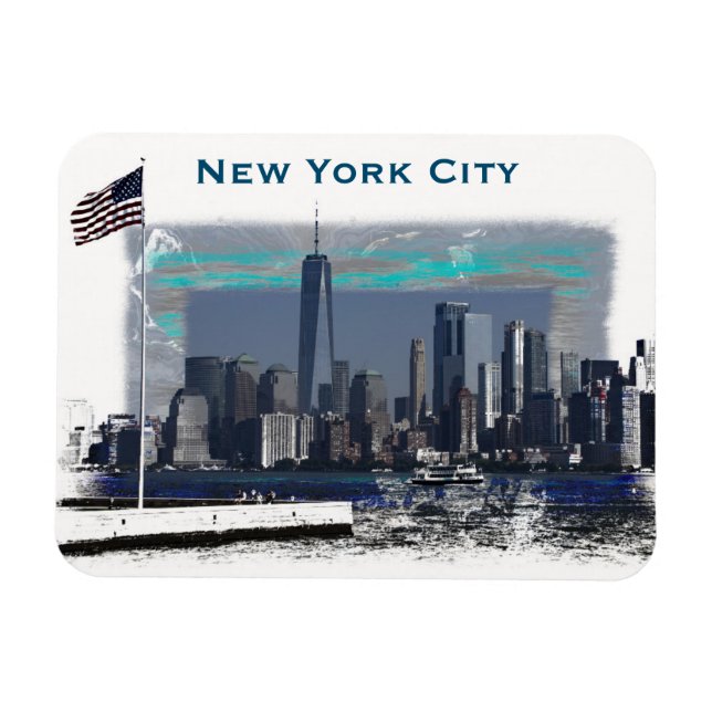 New York City Skyline Illustration Magnet (Horizontal)