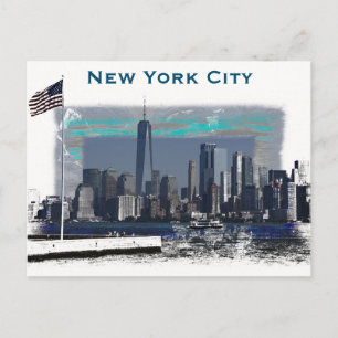 New York City Skyline Illustration Postcard