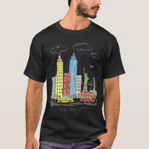 New York City Skyline Illustration Urban Kids Art  T-Shirt