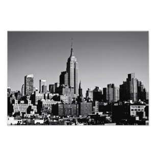 New York City Skyline in Black and White Photo Print
