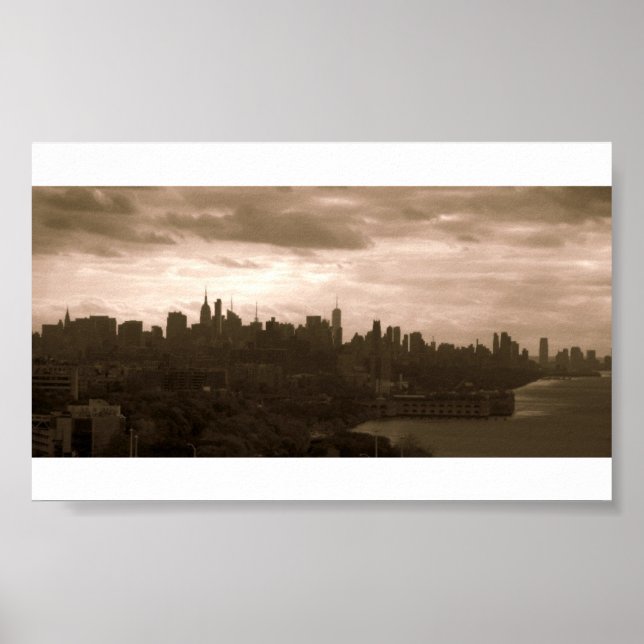 New York City Skyline in Sepia Tones Poster (Front)
