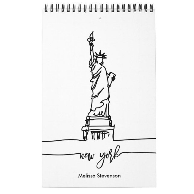 New York City Skyline Lady Liberty Statue Calendar (Cover)