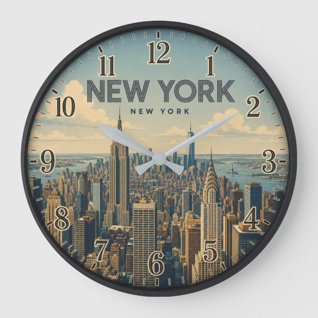 New York City Skyline Large Clock (Front)
