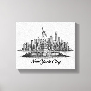 New York City Skyline Line Art Illustration Canvas Print