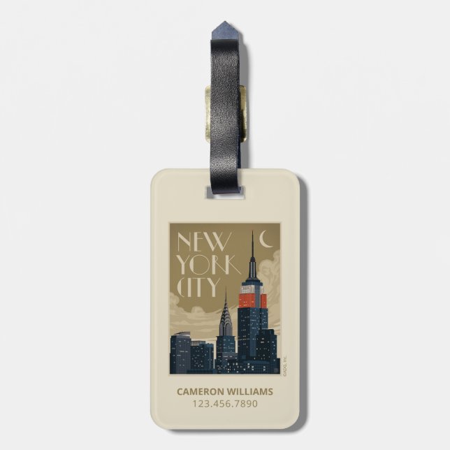 New York City Skyline Luggage Tag (Back Vertical)