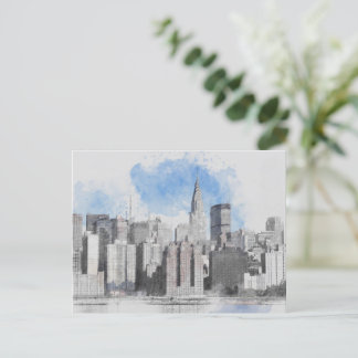 New York City Skyline – Manhattan Holiday Travel Postcard