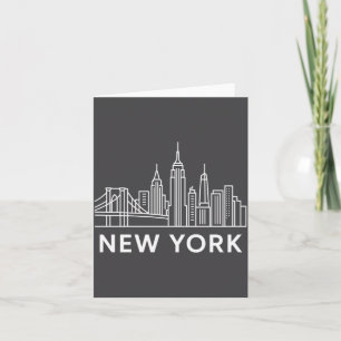 New York City Skyline Minimalist White Line Art _1 Card