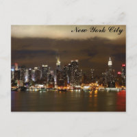 New York City Skyline Night Panoramic Photo