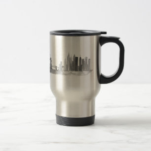 NEW YORK CITY skyline NYC illustration Black Travel Mug