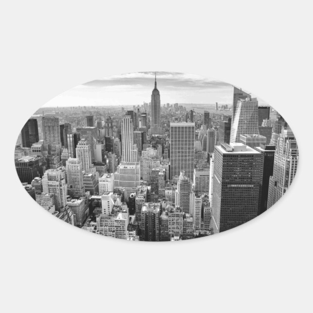 New York City Skyline Oval Sticker (Front)