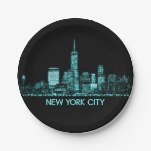 New York City Skyline Paper Plate