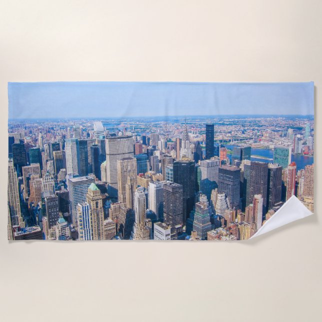 New York City Skyline Photo Building View Of City Beach Towel (Front)