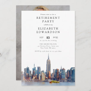 New York City Skyline Retirement Party Photo Invitation