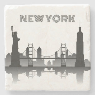 New York City Skyline Silhouette Modern Stone Coaster