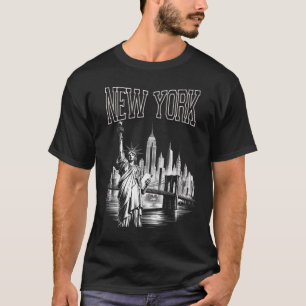 New York City Skyline Statue Of Liberty And Brookl T-Shirt