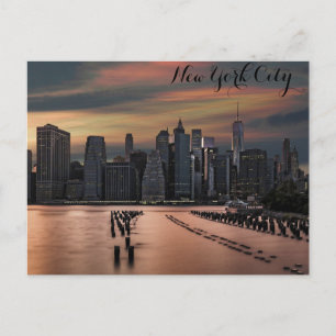 New York City Skyline Sunset Photo Postcard