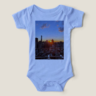 New York City Skyline Sunset Rooftop View Art