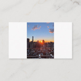New York City Skyline Sunset Rooftop View Art Enclosure Card