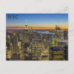 New York City Skyline Sunset Travel Photo Postcard