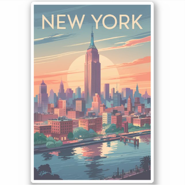New York City Skyline Travel Art Vintage (Front)
