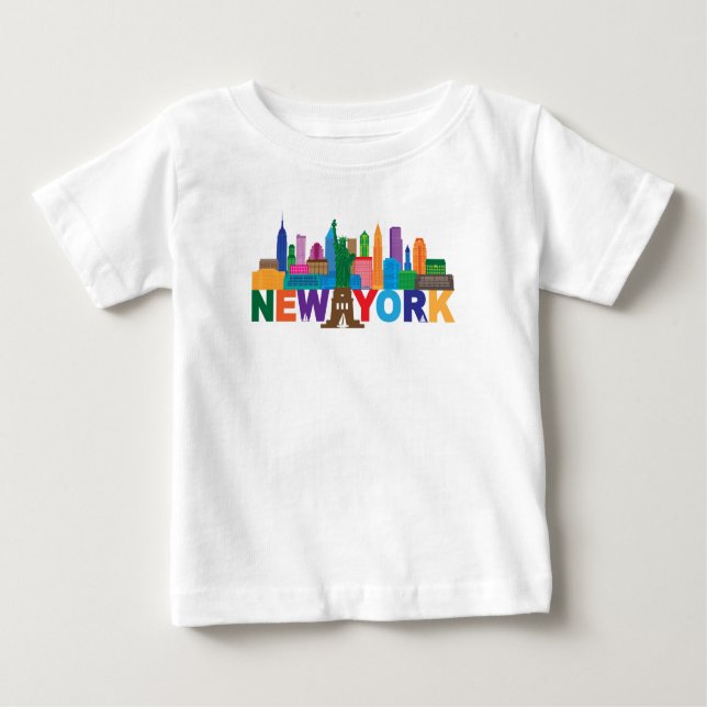 New York City Skyline Typography Baby T-Shirt (Front)