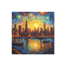 New York City Skyline van Gogh style