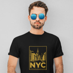 New York City Skyline – Vintage Gold & Black T-Shirt