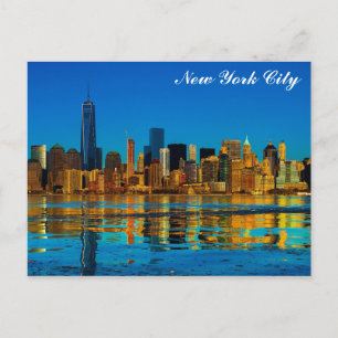 New York City Skyline Watercolor Illustration Postcard