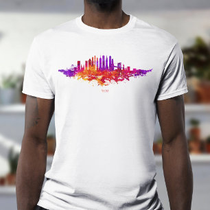 New York City Skyline Watercolor on White T-Shirt