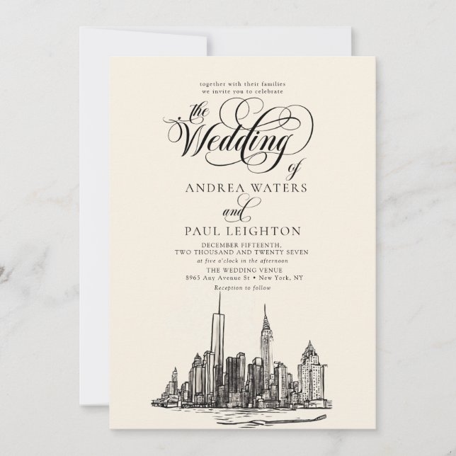 New York City Skyline Wedding Invitation (Front)