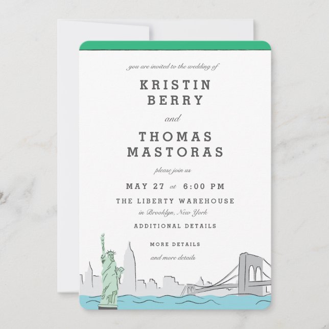 New York City Skyline Wedding Invitation (Front)