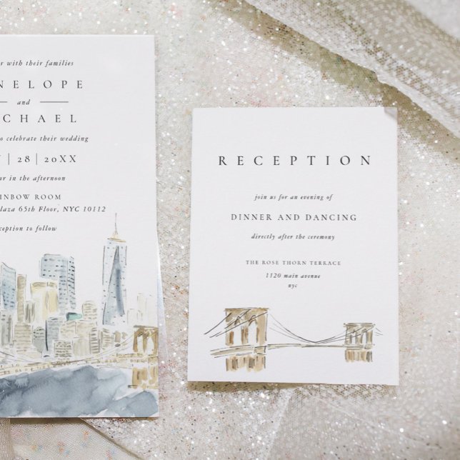 New York City Skyline Wedding Reception Enclosure Invitation (Creator Uploaded)