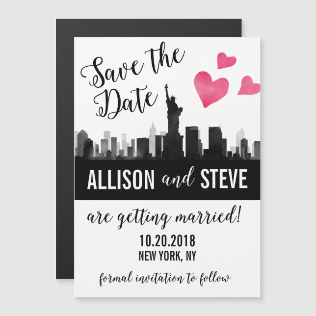 New York City Skyline Wedding Save the Date Magnet (Front/Back)