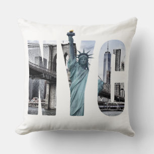 New York City Skyline With Statue Of Liberty Cushion