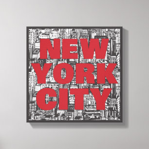 New York City Skyscraper Typography Canvas Print
