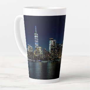 New York City Skyscraper USA Night Photography Latte Mug