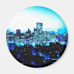 New York City Skyscrapers at Night Magnet