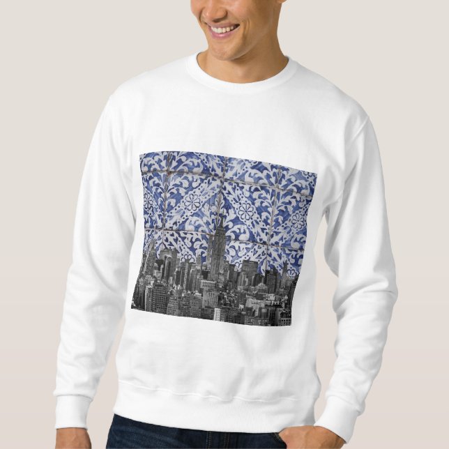 New York City Skyscrapers Meet Portuguese Tiles Sweatshirt (Front)