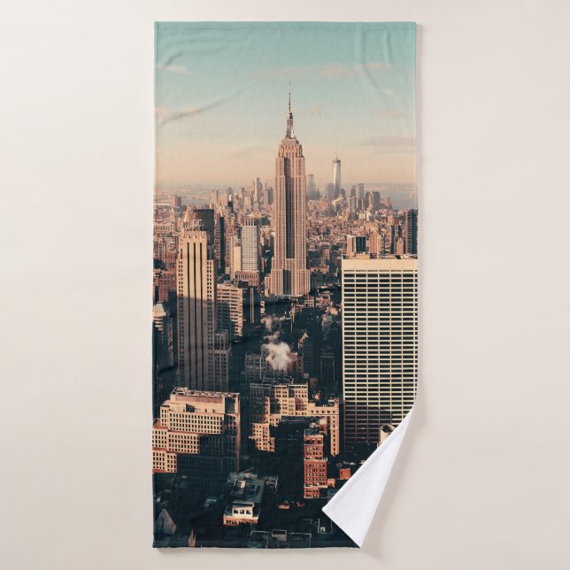 New York City skyscrapers roof terrace urban views Bath Towel (Bath Towel)