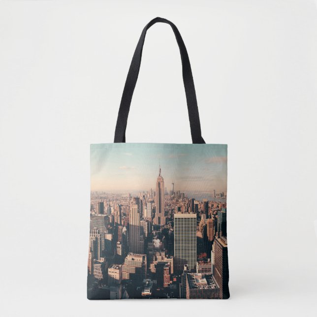 New York City skyscrapers roof terrace urban views Tote Bag (Front)