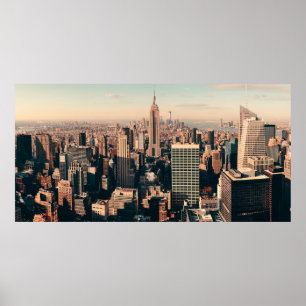 New York City skyscrapers rooftop urban view. city Poster