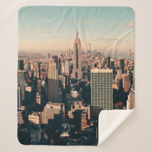 New York City skyscrapers rooftop urban view. city Sherpa Blanket