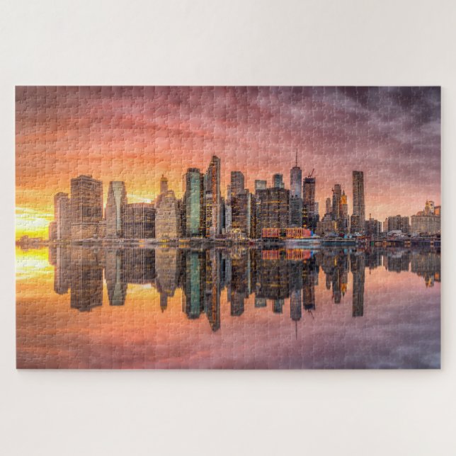 New York City Skyscrapers Skyline Sunset Travel Jigsaw Puzzle (Horizontal)