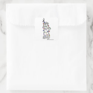 New York City Statue of Liberty Christmas Lights Square Sticker