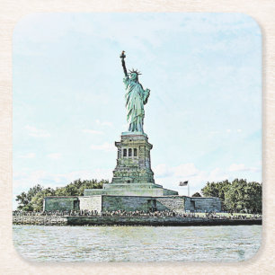 New York City - Statue of Liberty Square Paper Coaster