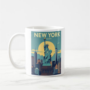 New York City Statue of Liberty Travel Vintage Coffee Mug