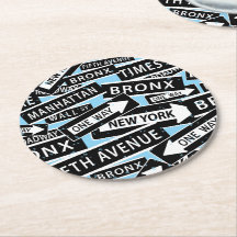 New York City Street Sign Pattern on Light Blue