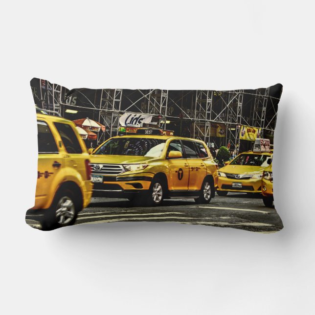 New York City Street Urban Photo Lumbar Cushion (Front)