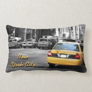 New york city street yellow taxi lumbar cushion