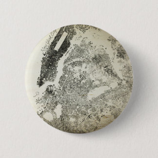 New York City Streets and Buildings Vintage Map 6 Cm Round Badge